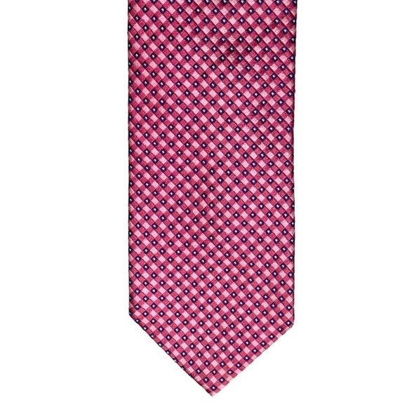 VTG Faconnable Silk Fuchsia Tie w/ Pink/Black Diamond Pattern Made in Italy - Picture 2 of 5
